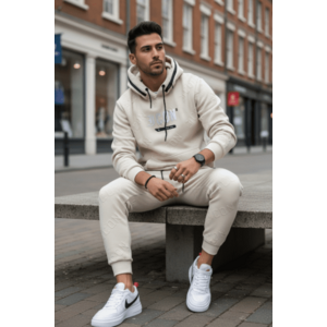 Trening barbati slim fit bej Pantaloni + Hanorac 5025 108-3 imagine