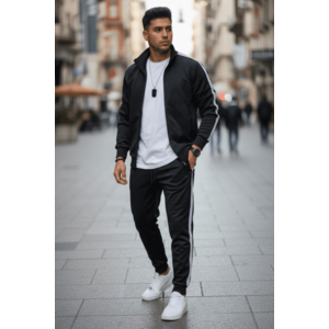 Trening barbati slim fit negru Pantaloni + Hanorac 1209 imagine