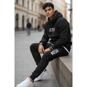 Trening barbati slim fit negru Pantaloni + Hanorac 5025 108-2 imagine