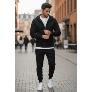 Trening barbati slim fit negru Pantaloni + Hanorac 5032 i15-5.1 imagine