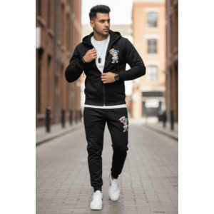 Trening barbati slim fit negru Pantaloni + Hanorac 5035 i15-1.1 imagine