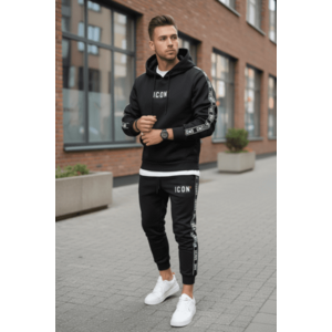 Trening barbati slim fit negru Pantaloni + Hanorac 5041 i15-3.1 imagine