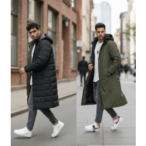 Geaca barbati de iarna kaki 2 fete lunga imprimeu spate "TO THE LIMIT" 2588 imagine