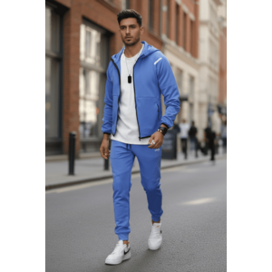 Trening barbati slim fit albastru Pantaloni + Hanorac 288A imagine