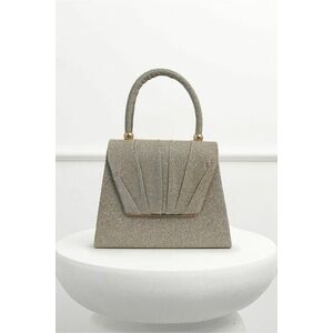 Gentuta aurie din glitter cu detalii plisate si maner rotund imagine