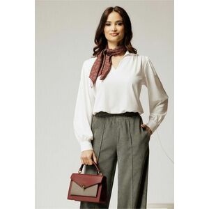 Camasa dama alba cu decolteu adanc si maneca lunga imagine