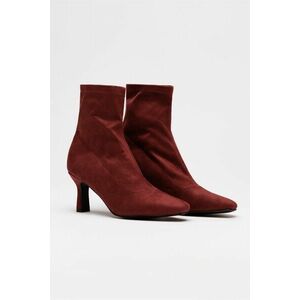 Botine elegante bordo din material textil catifelat imagine