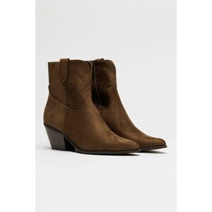 Ciocate din piele ecologica intoarsa kaki de tip western imagine