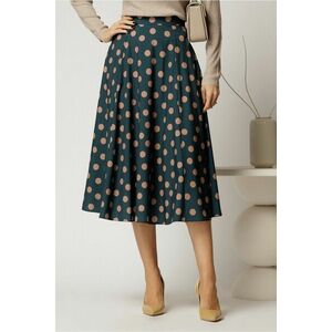 Fusta DY Fashion midi din voal plin turcoaz cu buline imagine