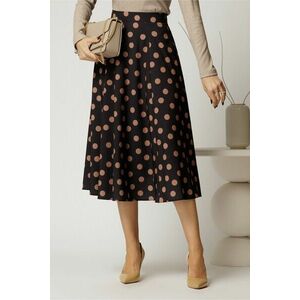 Fusta DY Fashion midi din voal plin negru cu buline imagine