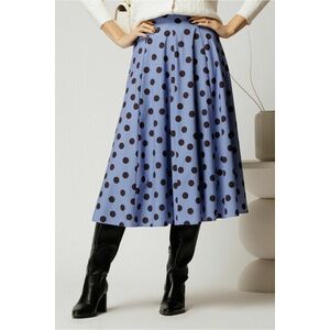 Fusta DY Fashion midi din voal plin bleu cu buline imagine