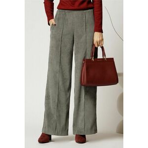 Pantalon DY Fashion lejer din velur gri cu buzunare imagine