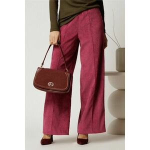 Pantalon DY Fashion lejer din velur magenta cu buzunare imagine