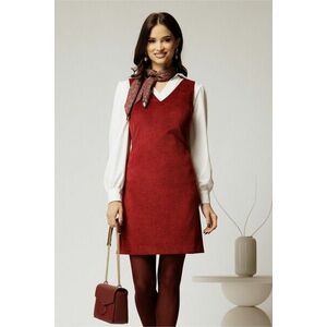 Sarafan DY Fashion din velur bordo cu decolteu in V imagine