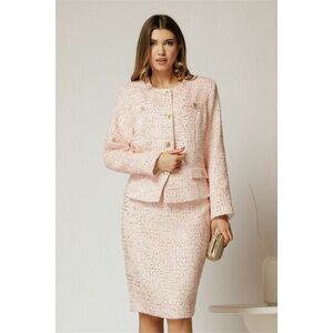 Compleu dama roz din stofa cu insertii aurii imagine