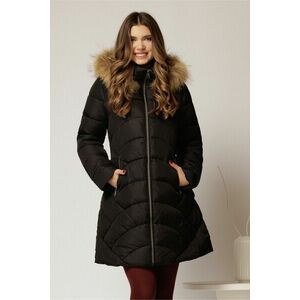 Geaca dama neagra cu croi drept si gluga detasabila imagine