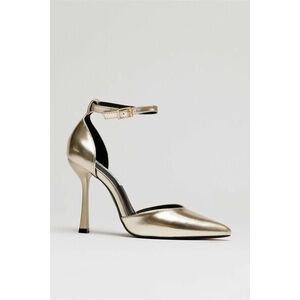 Pantofi eleganti aurii din piele ecologica cu bareta imagine