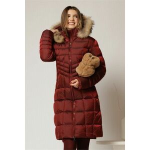Geaca dama midi bordo cu gluga detsabila cu blanita imagine