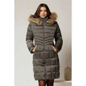 Geaca dama midi gri cu gluga detsabila cu blanita imagine