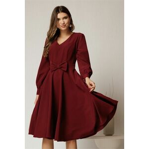 Rochie DY Fashion bordo midi cu funda in talie si decolteu V imagine