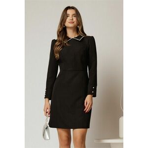 Rochie scurta eleganta neagra cu perle la guler imagine