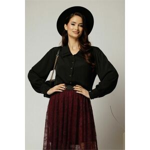 Camasa office din viscoza neagra cu nasturi perlati imagine