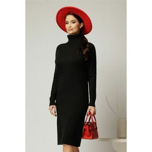 Rochie midi neagra din tricot cu guler intors imagine