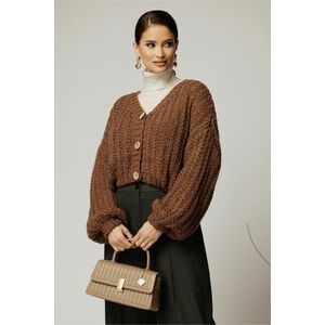 Pulover scurt maro tricotat lejer imagine