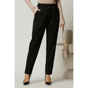 Pantaloni negri din stofa cu elastic pe talie imagine