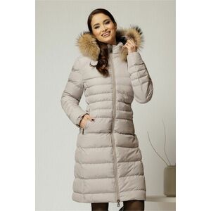 Geaca dama midi gri deschis din fas cu gluga detasabila imagine