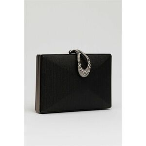 Clutch elegant negru cu design geometric imagine