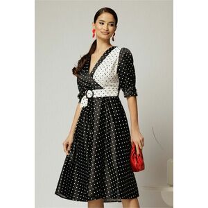 Rochie midi din tafta cu buline alb negru imagine