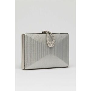 Clutch elegant argintiu cu design geometric imagine