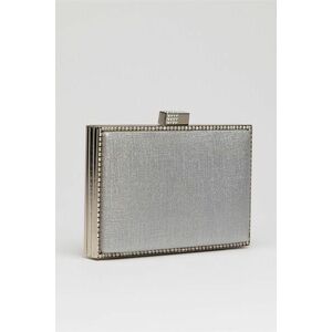 Clutch elegant argintiu cu pietricele stralucitoare imagine