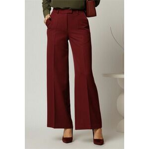 Pantaloni DY Fashion lungi bordo din stofa si croi lejer imagine