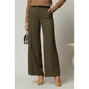 Pantaloni DY Fashion lungi kaki din stofa si croi lejer imagine