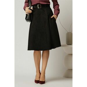 Fusta DY Fashion neagra clos din piele intoarsa si curea in talie imagine