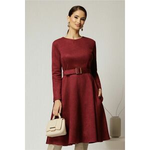 Rochie DY Fashion bordo clos din piele intoarsa si curea in talie imagine