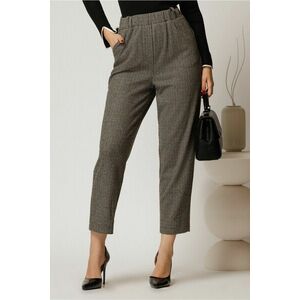Pantaloni gri casual cu imprimeu si elastic la talie imagine