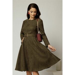 Rochie DY Fashion kaki clos din piele intoarsa si curea in talie imagine