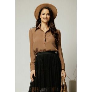 Camasa DY Fashion maro cu guler si inchidere cu nasturi imagine