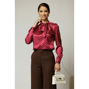 Bluza eleganta bordo din satin cu buline imagine