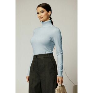 Maleta bleu din tricot cu guler intors imagine