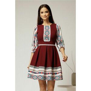 Rochie scurta bordo cu motive etno imagine