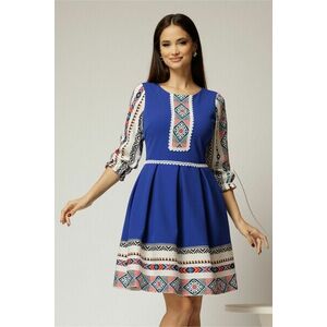 Rochie scurta albastra cu motive etno imagine