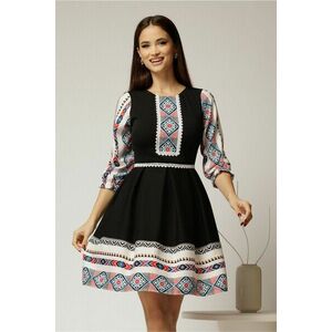 Rochie scurta neagra cu motive etno imagine