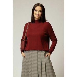 Bluza bordo din tricot cu maneca lunga si croi lejer imagine