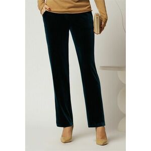 Pantaloni turcoaz din catifea cu croi lejer imagine