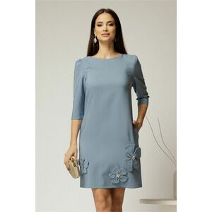 Rochie scurta bleu cu aplicatii florale elegante imagine