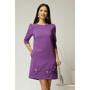 Rochie scurta mov cu aplicatii florale elegante imagine